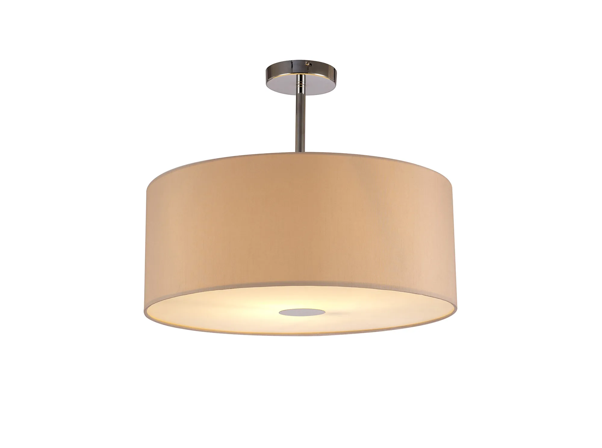Baymont 50cm Semi Flush 1 Light Polished Chrome, Nude Beige/Moonlight, Frosted Diffuser